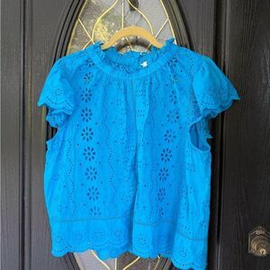 Jennifer & Grace Blue Eyelet Womens Top - XL - Good Condition